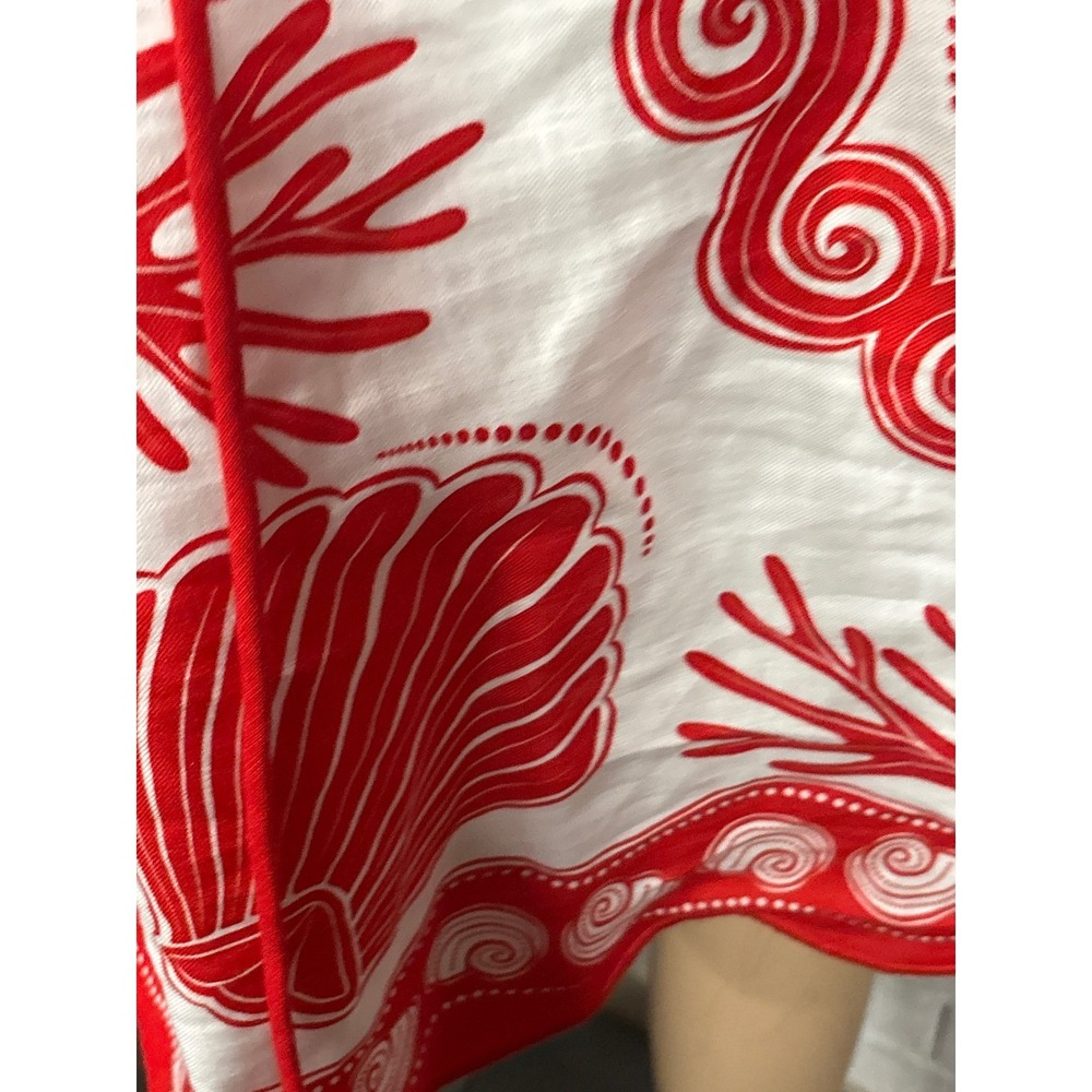 Farm Rio Red White Ainika Shell Euroflax Premium Linen Mini Dress | XL - Picture 11 of 13